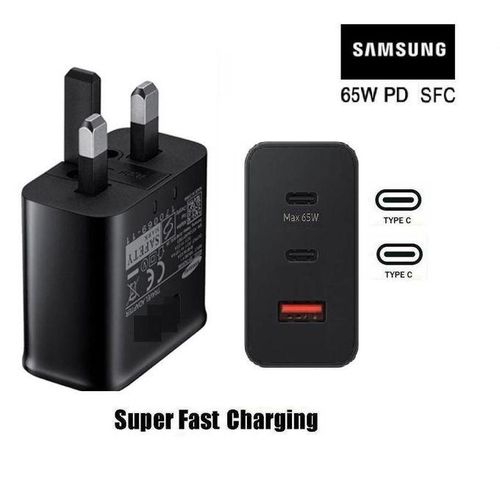 Samsung 65W Twin Pd,USB Phone Charger With C To C Cable, - Black