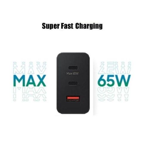 Samsung 65W Twin Pd,USB Phone Charger With C To C Cable, - Black