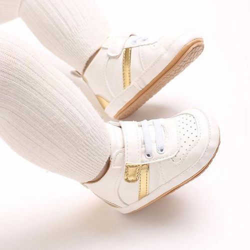 Spring And Autumn Baby Shoes Soft Rubber Soled Walking Shoes 0-1 Year Old Anti Slip Comfortable Versatile Sports White Shoes
