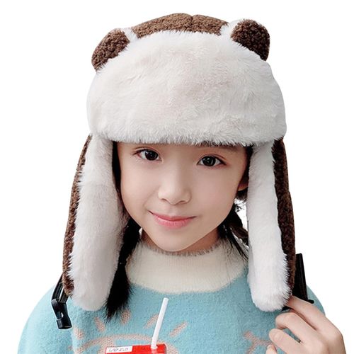 Cute Cartoon Ski Windproof Warm Hat With Face Cover And Breathing Valves Winter For Boys And Girls New,Khaki NO5116