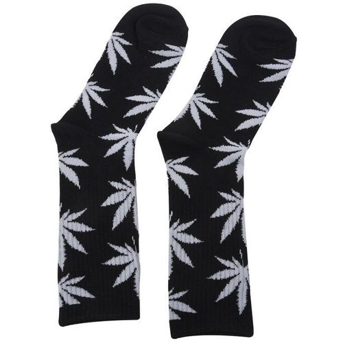 915 Generation Marijuana  Leaf Printed Cotton Long Socks black