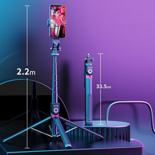 360-Degree Rotating Foldable Bluetooth Selfie Sticks Live Stand, P225 TK -Black