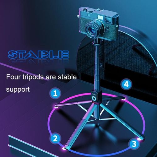 360-Degree Rotating Foldable Bluetooth Selfie Sticks Live Stand, P225 TK -Black