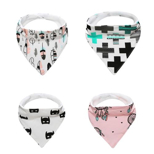 4pcs Baby Bandana Drool Bibs Printed Cartoon Soft Absorbent Cotton for Boys Girls Infant New,D NO5115