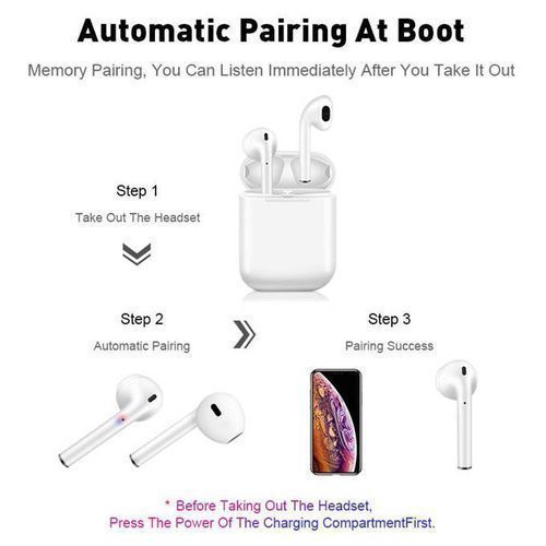 Earbuds Wireless Headsets Bluetooth Earphones Stereo - White
