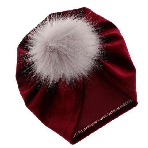 Lovoski Newborn Infant Baby Winter Beanie Soft Velvet Turban Red