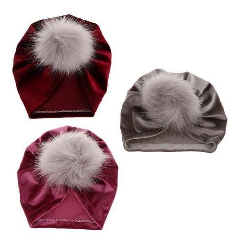 Lovoski Newborn Infant Baby Winter Beanie Soft Velvet Turban Red