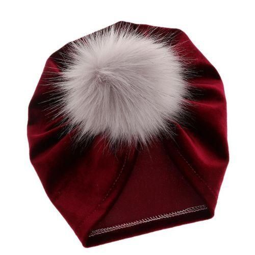 Lovoski Newborn Infant Baby Winter Beanie Soft Velvet Turban Red