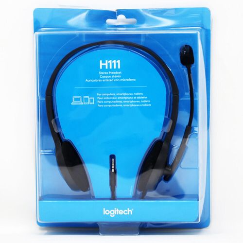 Logitech On-Ear Black Wired Headphones with Microphone Mute Button and Playback Controls H111