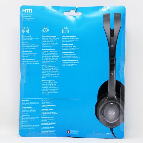 Logitech On-Ear Black Wired Headphones with Microphone Mute Button and Playback Controls H111