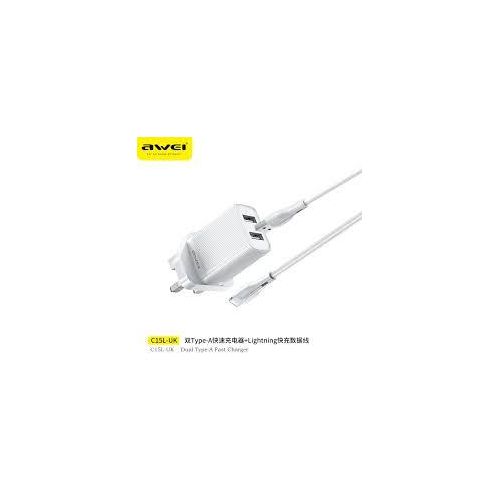 Awei C15 10W Dual USB Charger Power Adaptor - Black