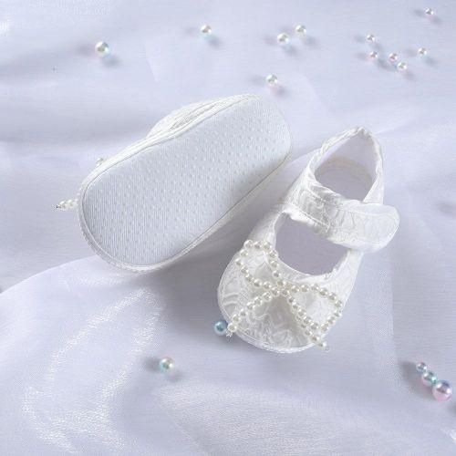 New White Lace Princess Shoes Soft Sole Baby Walking Shoes Full Moon Centenary Matching Dress Newborn Shoes
