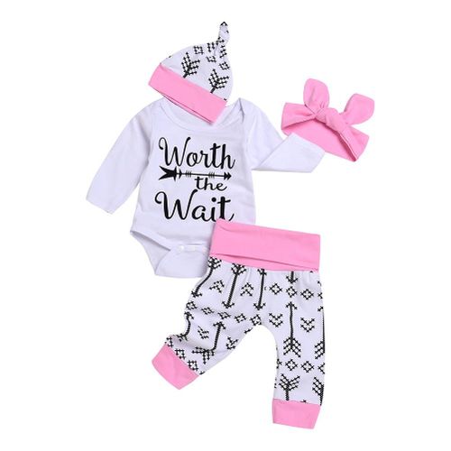 Children Kids Girl Bodysuit Jumpsuit Jumper Letter Long Sleeve Pant Hat Headband Cute Set New,90cm NO5115