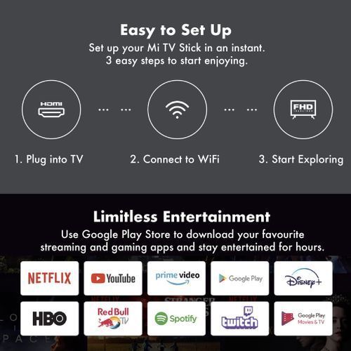Mi Android Tv Stick with Built in Chrome cast - Black