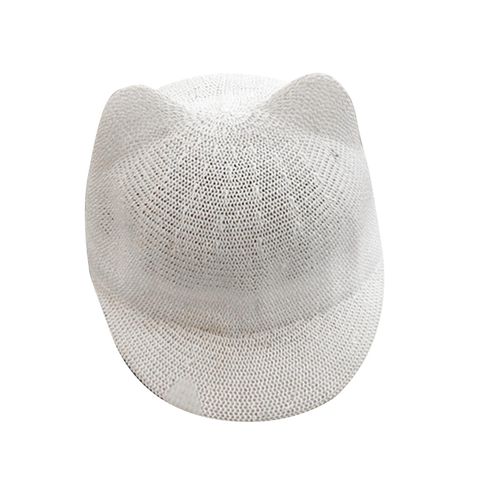 Straw Baby Cap for Boy Girl Solid Summer Baby Sun Hat Breathable with Ears Beach Kids Snapback Hats Children,Milky White,Cap Circumference: 48-50cm NO5114