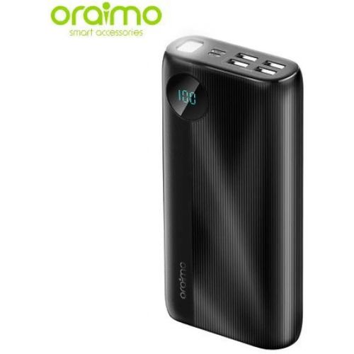 Oraimo Fast-Charging 30,000mAh Power Bank, Ultra-Slim - Smart LED Display, Multiple Device Compatibility.