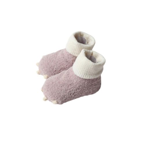 Warm Fuzzy Socks for Baby with Grippers Cute Dinosaur Claw Shaped Above Ankle Knitted Rib Cuff Fleece Socks for Toddler Black L NO5274