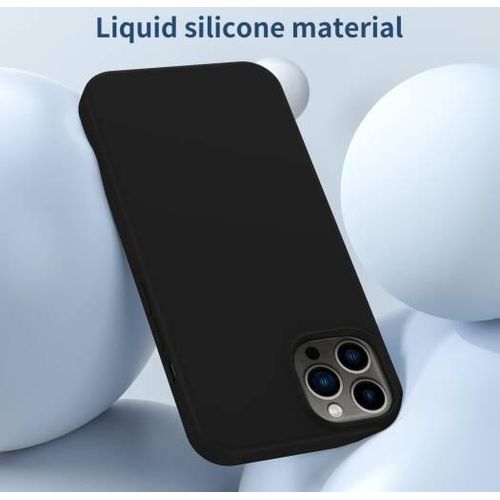 Universal Iphone 13 Pro Max Luxury Soft Rubber Liquid Silicone Skin Touch Feel Cover Case With Screen Protector Black