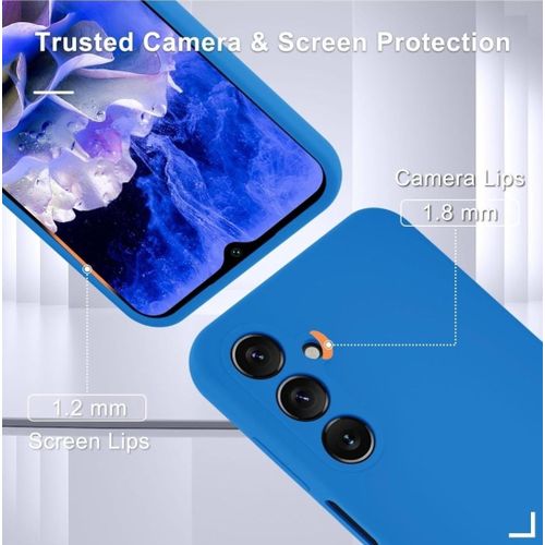 Samsung Galaxy A15 5G Luxury Soft Rubber Liquid Silicone Skin Touch Feel Cover Case With Screen Protector Blue