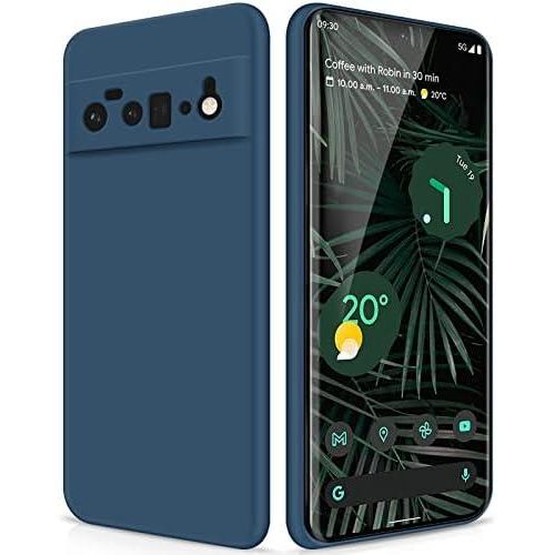 Google Pixel 6 And Pixel 6 Pro Luxury Soft Rubber Liquid Silicone Skin Touch Feel Cover Case Blue