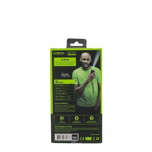 Oraimo Oraimo Traveler 4 20000mAh 2.1A Triple Ports Fast Charging LED Power With Torch - Black