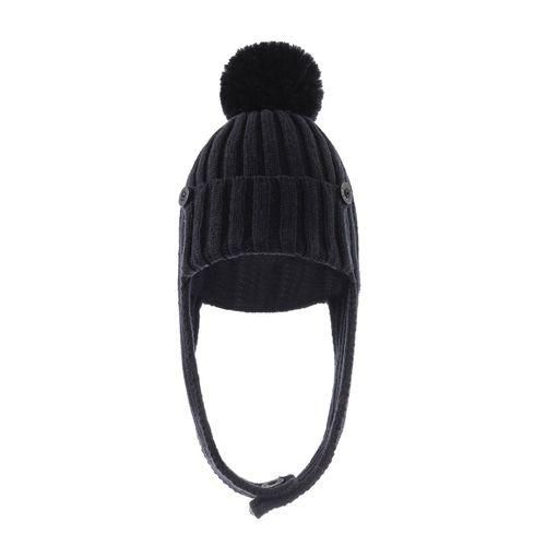 Baby Toddler Knit Hat Hood Scarf Hat Set Crochet Hat Outdoor For Black