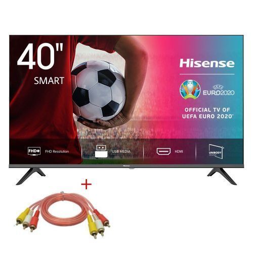 Hisense 40" Smart Series TV, YouTube, Netflix + Free Audio Video Banana Cable - Black