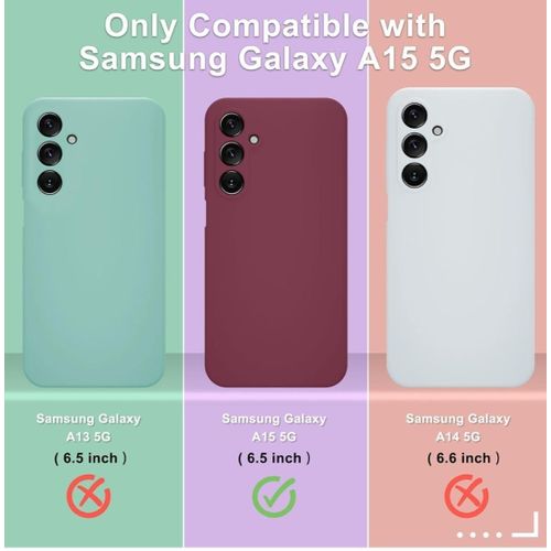 Samsung Galaxy A15 5G Luxury Soft Rubber Liquid Silicone Skin Touch Feel Cover Case With Screen Protector Maroon