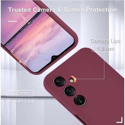 Samsung Galaxy A15 5G Luxury Soft Rubber Liquid Silicone Skin Touch Feel Cover Case With Screen Protector Maroon