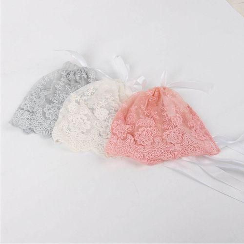 Baby Lace Bonnet Toddler Cotton Hat Infant Photography Beanie White