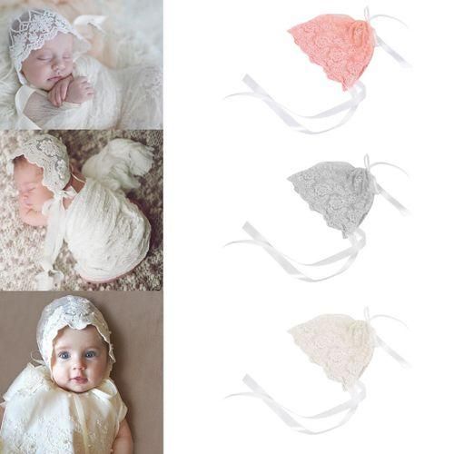 Baby Lace Bonnet Toddler Cotton Hat Infant Photography Beanie White