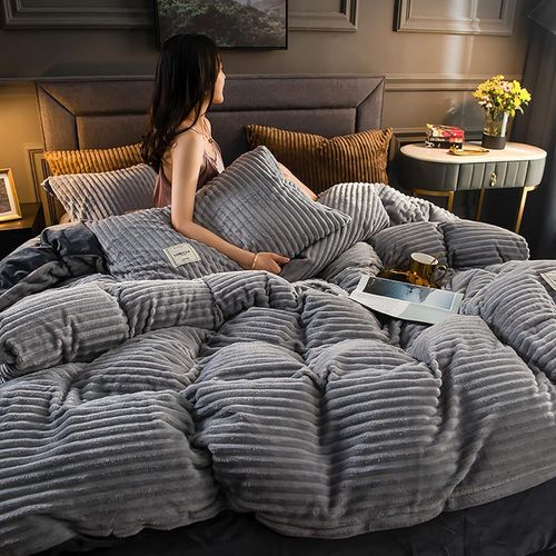 4 Pieces Bedding Set, Duvet Grey