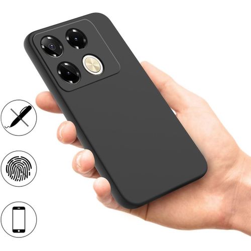 Infinix Note 40 / Note 40 pro Luxury Soft Rubber Liquid Silicone Skin Touch Feel Cover Case Black