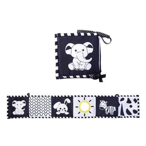 Montessori Kids Foldable Cloth Books Cartoon Animal Black and White Baby Toys for Boys and Girls Christmas Gift,Little Elephant NO5144