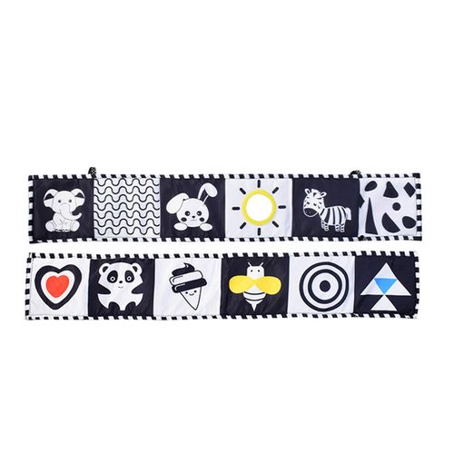 Montessori Kids Foldable Cloth Books Cartoon Animal Black and White Baby Toys for Boys and Girls Christmas Gift,Little Elephant NO5144