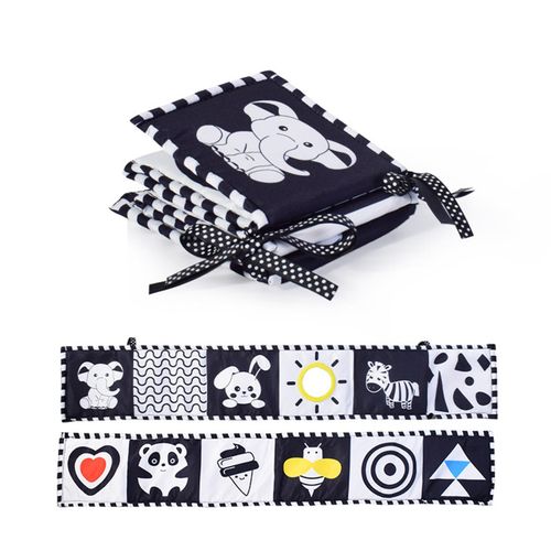 Montessori Kids Foldable Cloth Books Cartoon Animal Black and White Baby Toys for Boys and Girls Christmas Gift,Little Elephant NO5144
