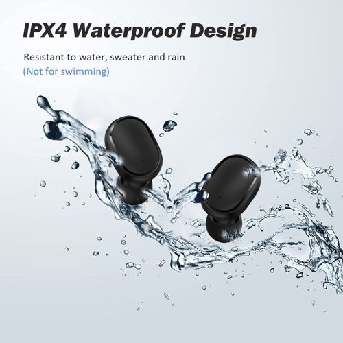 IOOIOO Wireless Bluetooth Earphones Headphones HiFi Stereo In Ear With Mic, USB-C Charging Case, IP4 Waterproof Headset For Sports - Black