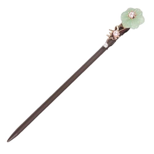 Women Ladies Retro Chinese Natural Wooden Flower Hair Pin