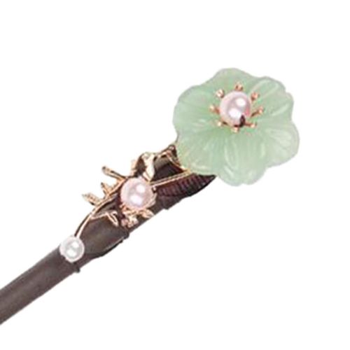 Women Ladies Retro Chinese Natural Wooden Flower Hair Pin