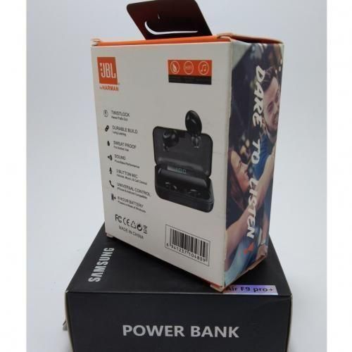 Jbl Air F9 Pro + Pure Bass Bluetooth Earbuds With Power Bank - Black