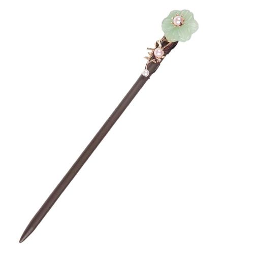 Women Ladies Retro Chinese Natural Wooden Flower Hair Pin