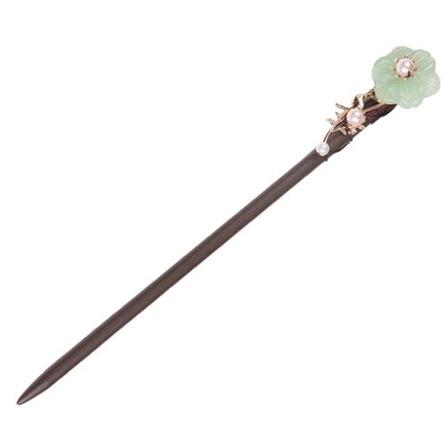 Women Ladies Retro Chinese Natural Wooden Flower Hair Pin