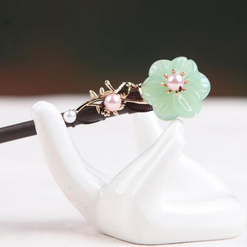 Women Ladies Retro Chinese Natural Wooden Flower Hair Pin