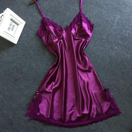 Ladies Sexy Chemise Nightgown Satin Sleepwear Underdress Sexy Lingerie