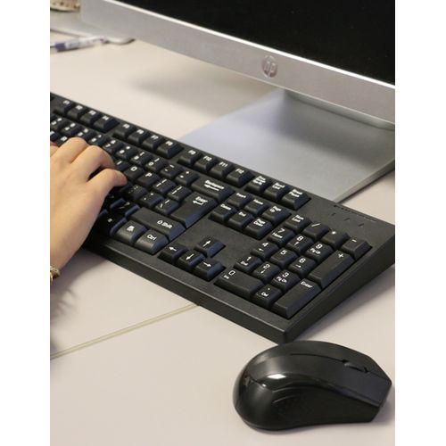 Wireless Keyboard & Mouse Clavier Combo - Black.
