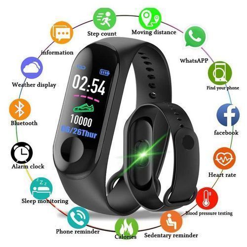 M3S Color Screen Fitness Tracker IP67 Waterproof Smart Band - Black