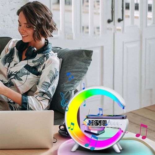 Lecoo Multifunctional Wireless Fast Charging Speaker - White