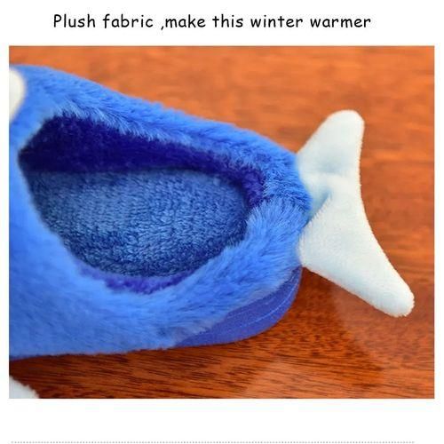 Children's Winter Blue Dolphin Furry Slippers