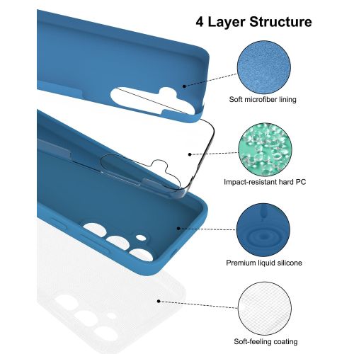 Samsung  Galaxy A15 , A25 , A35 , A55 Luxury Soft Rubber Liquid Silicone Skin Touch Feel Cover Case With Free Screen Protector