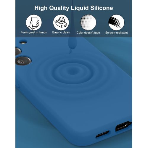 Samsung  Galaxy A15 , A25 , A35 , A55 Luxury Soft Rubber Liquid Silicone Skin Touch Feel Cover Case With Free Screen Protector